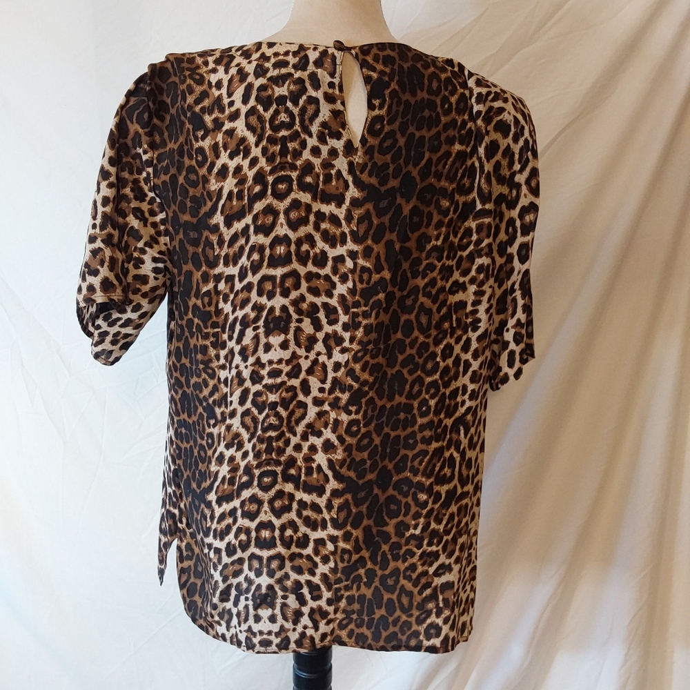 Vintage Fu Da Fine Silk Leopard Print Womens Blouse Size Small - Picture 2 of 4